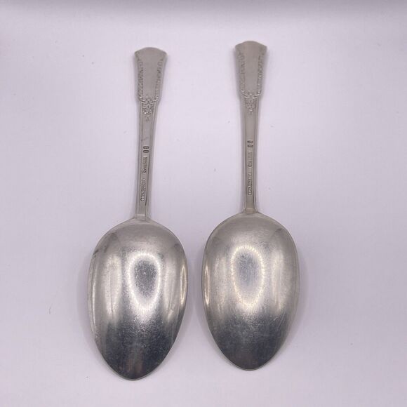 Wm Rogers TREASURE Silverplate 7 1/2" 7.5 Lot (2) Soup Spoon Silverware Overlaid - Picture 5 of 7